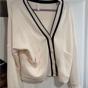 STYLUS Cream Cardigan with Black Accents